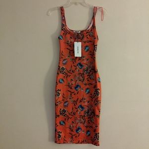 Zara Trafaluc Red Floral Tank Bodycon Dress